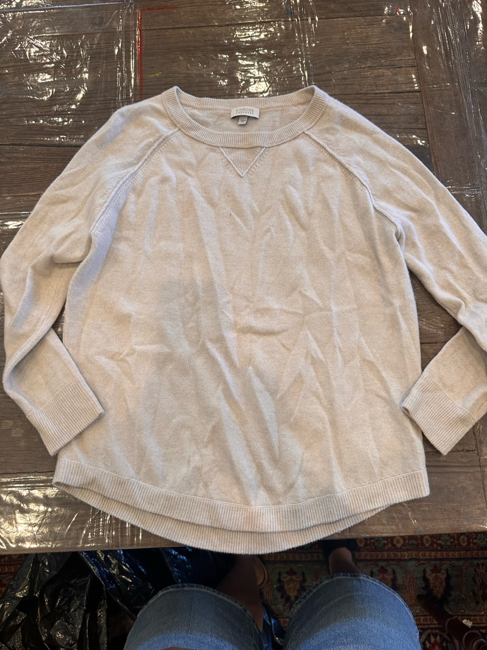 Kinross women’s Crewneck Sweater in Beige